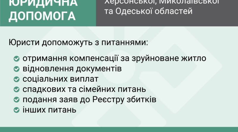 Безплатна юридична допомога для мешканців трьох областей